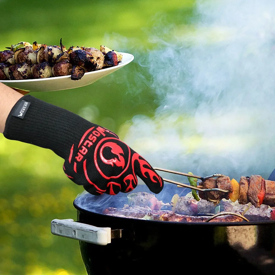 Ugns handske bbq grill grill anti värme eldsäker ugn kökhandskar värmebeständiga handskar för grill bakning ugnsmittor