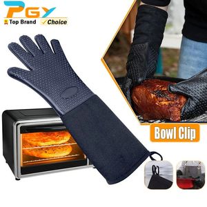 Gants de four 1 paire de gants de four en silicone professionnels extra longs avec doublure matelassée Gants de four à gril durables et résistants à la chaleur Outils de cuisson 231109