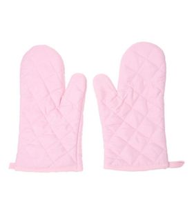 Manoplas para horno 1 par de guantes de algodón resistentes al calor para manualidades de cocina, soporte para ollas, color rosa 3484850
