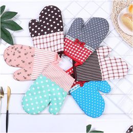 Gants De Four 1Pc 30X17Cm Gants De Four Gant De Coton Rayé Floral Antibrûlure Cuisson Micro-ondes Insation Barbecue Ustensiles De Cuisson Cuisine À Dhgarden Dhaqf