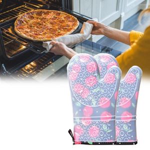 Mitaines de four 2 pièces élastique Double couche résistant à la chaleur Silicone cuisson BBQ mitaines de cuisine outils de cuisson