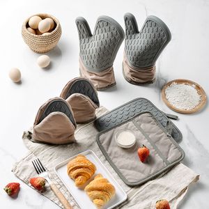 Ovenwanten 2 stks Hittebestendige Handschoenen Pad Oven Bakken Isolatie Mat Anti-verbranding Magnetron Oven Handschoenen Antislip keuken Bakken Oven Handschoen 230613