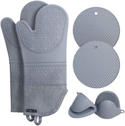 Four Mitaines 6Pcsset BBQ Gants Résistance Haute Température 500 800 Degrés Ignifuge Barbecue Isolation Thermique Micro-ondes 230608