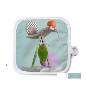 Mitaines de four Ensemble de sublimation vierge Gants Pad Support de pot pour accessoires de cuisine de bricolage Rrd12672 Livraison directe Maison Jardin Bar à manger Cuire Dhnud