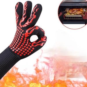 Ovenwanten één paar bbq grill handschoenen warmtebestendige siliconen niet-slip kookbakken barbecue brandwerende accessoires