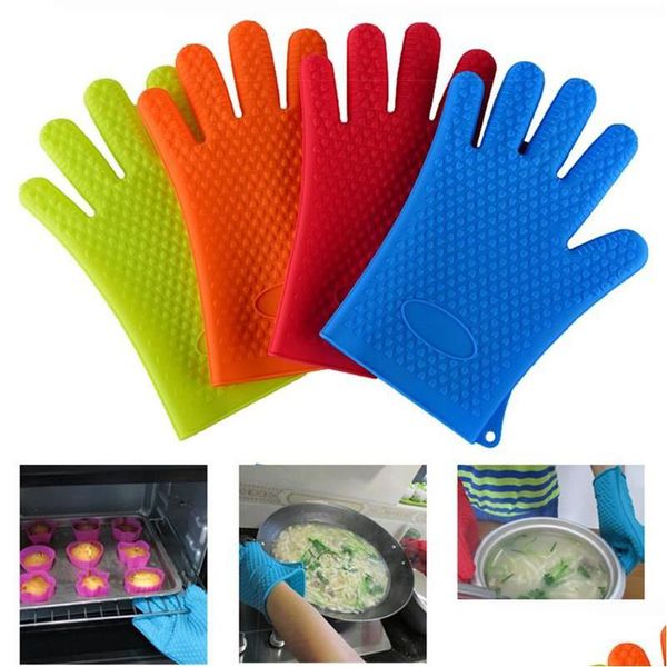 Mitaines De Four Sile Gants Résistants À La Chaleur Cuisine Antidérapante Pour La Cuisson Cuisson Barbecue Griller Épaississement Drop Delivery Maison Jardin Salle À Manger Bar Dhtfn