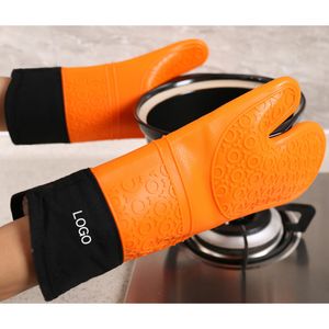 Gants de four en silicone Gants résistants à la chaleur Ménage longs mitaines en coton pour micro-ondes Four Cuisine Gant de cuisson Cuisson Barbecue Gants 230613