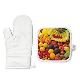 El conjunto de sublimación de guantes de horno incluye guantes resistentes al calor en blanco y agarraderas para ollas, entrega en casa, jardín, cocina, comedor, bar, utensilios para hornear, DHQJS