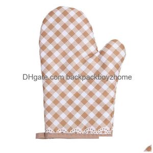 Ovenwanten Dikke bakvormen Warmte-isolatie Magnetronovenwanten Polyester ingesateerd Bakken Antislip Handschoenen Terylene Non-Sl Dh8Jn