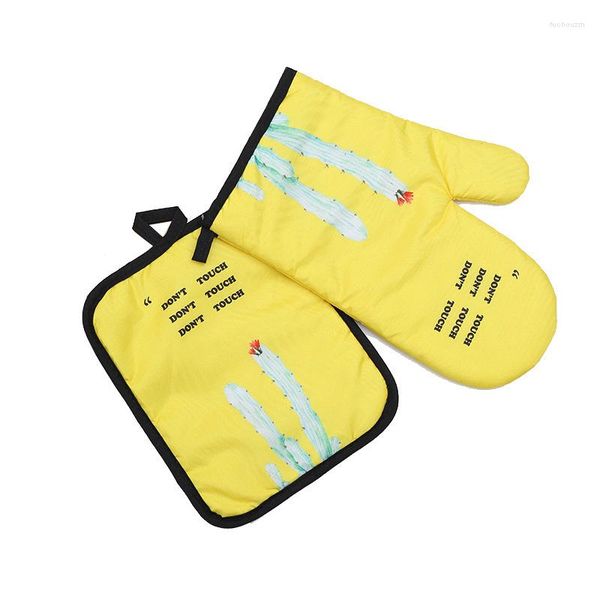 Mitaines de four porte-pot Cactus deux pièces gants de cuisine imperméables résistants à la chaleur antidérapants pour la cuisson au barbecue cuisson au gril