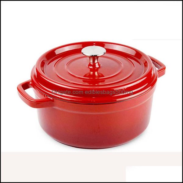 Fours Cuisine Salle À Manger Bar Maison Jardin En Fonte Ustensiles De Cuisine En Acier Au Carbone Émail Dutch Oven Pot Set Drop Delivery Mfuty