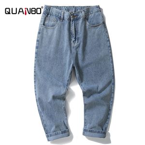 Plus de taille 42 46 48 Mode pour hommes Hip Hop Blue Jeans Nouveau pantalon à jambe large en vrac Jeans mâle Denim Pantalon à la cheville 201117
