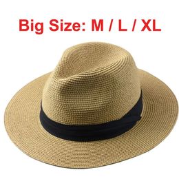 Au-dessus de la taille du soleil de paille pour hommes Big Head 62cm Panama Chapeaux Male Male Pêche extérieure Place Poldable Jazz Top Chapeau Suncreen Visor Hat 240322
