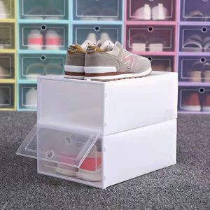 Boîte à chaussures transparente surdimensionnée organisateurs de porte-chaussures épaissie pliable boîte de rangement anti-poussière armoire combinée empilable