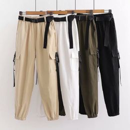 Dans l'ensemble femmes pantalons automne coréen rétro ample BF décontracté mince taille haute cheville bandé Harem femmes pantalons de survêtement 210420