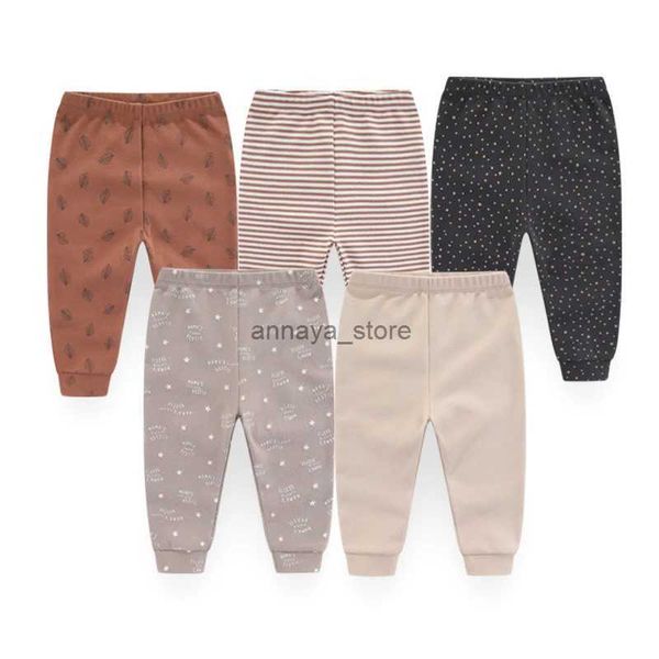 Monos de 3/4/5 piezas para recién nacidos, pantalones de algodón para bebés de 0 a 24 meses, pantalones con estampado de dibujos animados para niñas, pantalones de Color sólido para las cuatro estaciones L231129