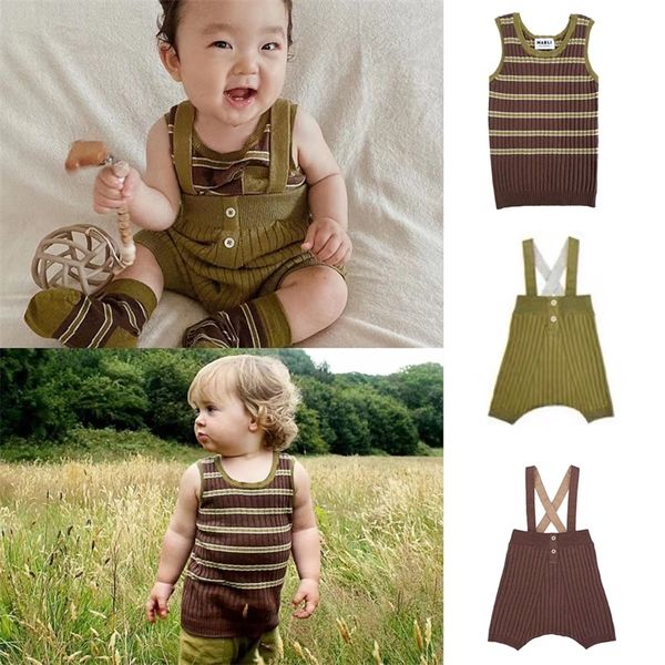 Salopette bébé garçon vêtements Mabli marque été né fille barboteuse enfant en bas âge tricoté ensemble coton infantile tenue Ropa De Bebe 220909