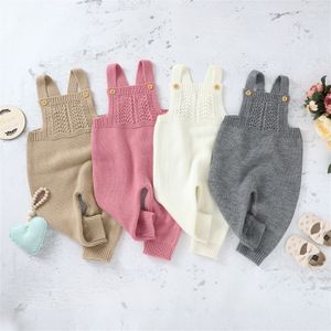 Overalls jongens atletische broek babysgeboren baby's meisjes jongens solide lente winter lange broek gebreide jageren broek Kid jongens sneeuwbroek 230414