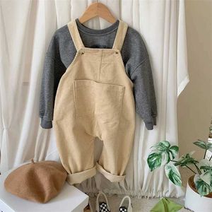 Overalls corduroy overalls voor kinderen en meisjes baby peuter losse suspenderbroek met grote zakken kinderen één stuk jumpsuit leeftijden 2-7 d240516