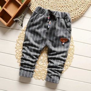 Overalls F 0-2Y Mode Jongens Slanke Rechte Broek Peuter Baby Jongen Casual Lange Broek Kinderen Baby Kinderen Katoenen Streep BodemsL231114