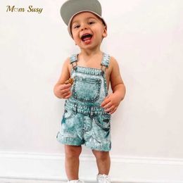 Modes de moda Baby Girl Boy Denim Pocket Baby Jeans Suspension Shorts Portos infantiles Dungary Summer Baby Clothing 1-10y D240515