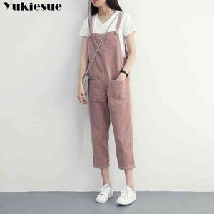 Overalls voor Dames Dungelen Oversize Losse Rompertjes Dames Jumpsuit Strap Solid Corduroy Tracksuit Harem Broek Playsuit 210519