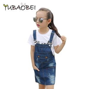 Overalls kids denim katoenen jumpsuit kinderen overalls lente herfst korte rokken meisjes casual beugel rok peuter tieners meisje kleding 220909