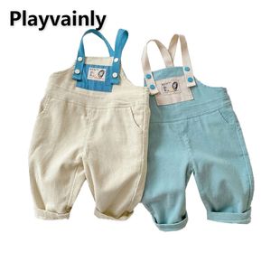 Salopette Style coréen Printemps Enfant Garçon Salopette Beige Bleu Sling Patchwork Pantalon Lâche Pantalon En Velours Côtelé Enfants Vêtements E185 220909