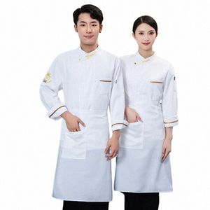 Overalls Heren Lg-Geborduurde Korte Mouwen Dining Hotel Achter Keuken Kleding Ober Chef Uniform Vrouwelijke L5sn #