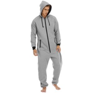 Sauthoue hommes sweat-shirt grenouillère Sleed Sleepwear Habots Varières adultes One-Piece Pyjamas Mâle Jumps Assocites Caponds pour les hommes adultes