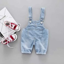 Overalls racken lente en herfst kanten denim jumpsuit voor jonge kinderen jongens en meisjes losse zakken hangende broek jeans jas wx5.26