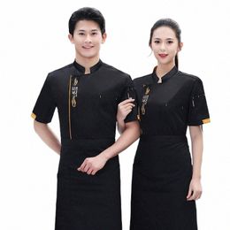 Overalls Korte mouw Restaurant Bakken Hotel Catering Keuken Kantine Chef-kok Uniform Heren en dames Zomer Cl j0Zx#