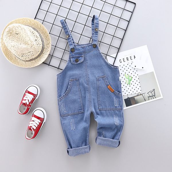 Monos primavera otoño algodón patrón de dibujos animados niños niñas moda Denim camisola pantalones 0-4 años chico general pantalones largos 230617