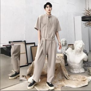 Salopette Été Hommes Catwalk Nouvelle Alternative Conception De Noeud Papillon Combinaison Tide Marque Hommes Lâche Neuf Points Pantalon Marée Mode Salopette