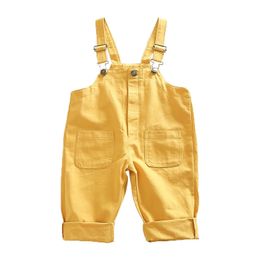 Overalls peuter overalls baby Suspender jongens broek solide babyjongen overalls herfst meisjes schattige gele romper broek voor kinderen 230414