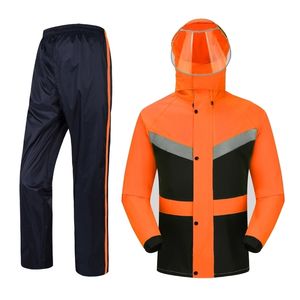 Monos impermeables impermeables pantalones de lluvia traje hombres mujeres adultos motocicleta montar impermeable con pantalones hombres chaqueta al aire libre senderismo R6C169 201015