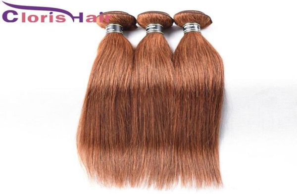 Overnight 30 Straight Malaysian Virgin Hair Bundles Medium Auburn Human Hair Extensions 3pcs bon marché Blonde coloré tissage 48711525958927