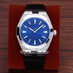 Overseas 2000V A21J Automatic Mens Horloge 42mm Blue Dial Silver Stick Markers Geen Date Lederen Band Sporthorloges 8 stijlen Puretime01 E1367E5