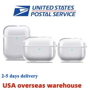 Overzeese magazijn voor AirPods Pro 2 2e generatie AirPod 3 4e hoofdtelefoonaccessoires Solid TPU Beschermende oortelefoon Cover draadloos oplaadschokbestendige kast