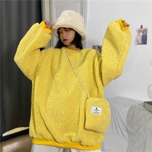 Oversize 4xl plus veet winter hoodies vrouwen Koreaanse stijl haruku bovenkleding zoete all-match tops pullovers dames kleding 201204 s