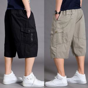 Shorts de coton surdimensionnés Men de cargaison courte décontractée plus taille 3/4 pantalon culotte de sport pantalon baggy lâche 5xl 6xl mâle d'été 240329