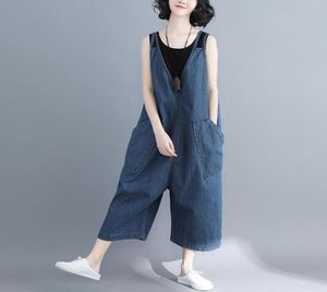 Oversize Fashion Jeans Jumpsuits Shorts Summer Street noodlijdende denim Bib overalls For Woman Suspender Pants 04 Plus Maat Maxi WO446864444