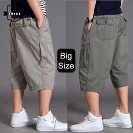 Pantalones cortos de algodón grueso de gran tamaño para hombre, pantalones cortos informales de talla grande, pantalones holgados tácticos deportivos, pantalones holgados de verano 5XL 6XL