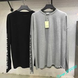 Oversize gotische lettertekstersementen met lange mouwen T-shirt mannen vrouwen katoen geborduurd top tee zwart grijze vtm t shirts