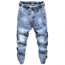 Jeans de gran tamaño Hombres Pantalones Harem Pierna ancha Ajuste suelto Jeans cónicos Joggers masculinos Hip Hop Streetwear Pantalones de cintura elástica para hombres W0Td #