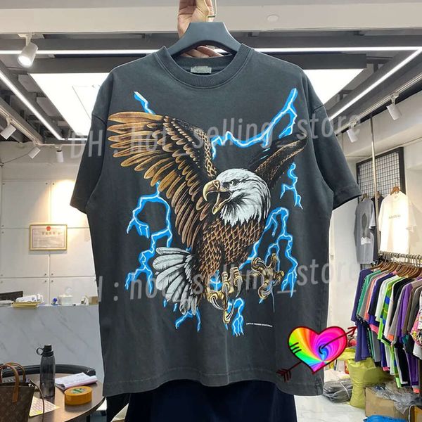 T-shirts surdimensionnés pour hommes T-shirt Rhude Hommes Femmes Haute Qualité Lightning Graphic Rhude Eagle Tee Vintage Tops Manches Courtes Col Tag Tees 31