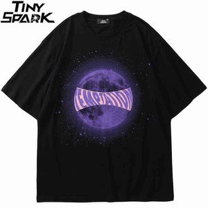 Oversize T-shirt 2021 Mannen Streetwear T-shirt Hip Hop Temptation Letter Print Harajuku Tshirt Zomer Korte Mouw Tops Tees Black H1218