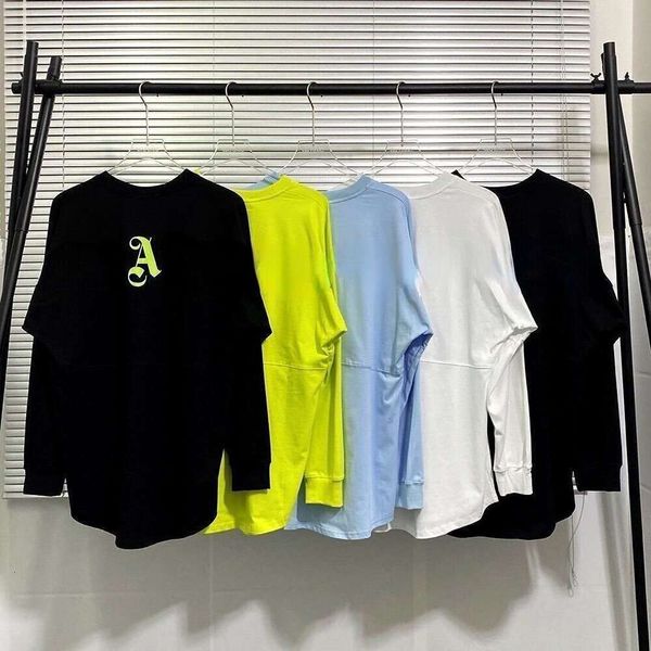 Camiseta de gran tamaño para hombres y mujeres, camisetas de manga larga, camiseta de diseñador de palma, sudadera con cuello redondo, jersey con estampado de letras, camisa 0225