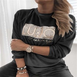 Sudaderas con capucha para mujeres de terciopelo de gran tamaño 2022 Spring Winter Winter Long Streetwear Ropa Damas Flash Sportsuits 211220