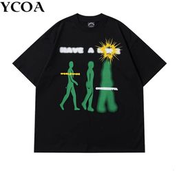 Oversize Y2K Clothes Men Funny Cotton T-shirts vintage o cou Harajuku Gothic Fashion Portrait Match Streetwear Streetwear 240410